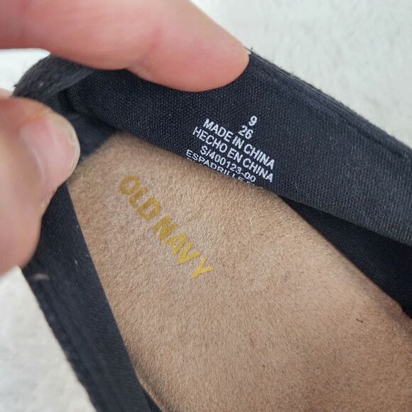 Old Navy Black Linen Espadrille Flats Size 9 - Picture 3 of 7